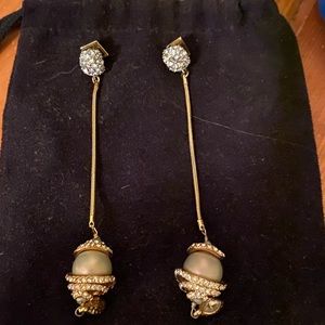 Alexis Bittar pace and pearl dangling earrings